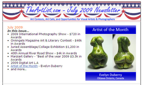 TheArtlist.com July 2009 newsletter